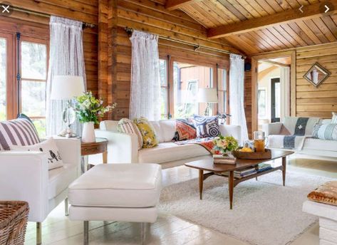 Knotty Pine Living Room, Pine Living Room, Knotty Pine Decor, Knotty Pine Rooms, Knotty Pine Walls, Log Home Interior, Paneled Walls, Log Cabin Interior, Rustic Living Room Furniture