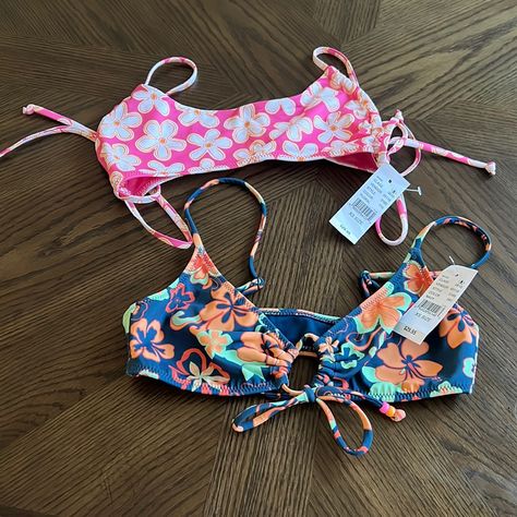 Pacsun, Xs, 2 Swim Suit Tops, Tropical Cute Bikinis For Teens Summer, Baiting Suits, Pacsun Bathing Suits, Baithing Suits, Pacsun Swim, July Outfits, Summer Bathing Suits, Beach Fits, 4th Of July Outfits