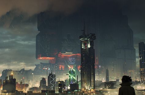 ArtStation - Omega City One Mega Skyscraper, Layne Johnson Scifi Exterior, Red Campaign, Sci Fi Landscape, Cyberpunk Rpg, Pc Wallpapers, Neon City, Sci Fi City, Neo Tokyo, Sci Fi Environment