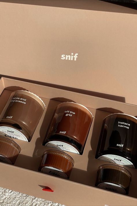 Snif Candle Bundle Kit Review Candle Content, Candle Packaging Ideas, 7 Senses, Bundle Packaging, Noriker Horse, Candle Making Studio, Candle Packaging Design, Coffee Kit, Popular Candles