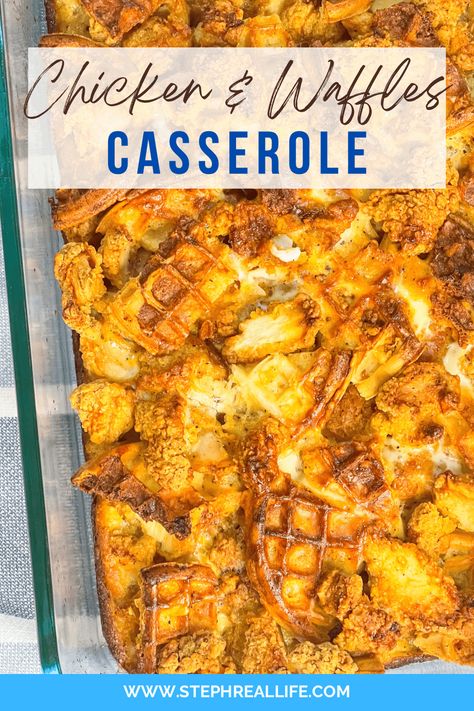 Chicken and Waffles Casserole Chicken And Waffles Casserole, Chicken And Waffles Recipe Easy, Chicken Waffles Recipe, Chicken N Waffles, Healthy Waffles, Fried Chicken And Waffles, Savory Waffles, Brunch Casserole, Like Chicken