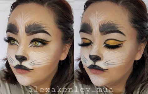 Girls Cat Makeup, Face Paint Only Costume, Cat Face Paint Tutorial, How To Paint A Cat Face For Halloween, Orange Cat Face Paint, Painted Cat Faces For Halloween, Kids Cat Costume Makeup, Cat Costume Face Paint, Kitty Cat Makeup Kids