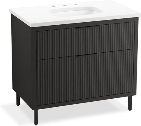 Kohler K-32171-ASB-DKS Spacity Wall Hung Vanity Cabinet with Sink and Quartz Top, 36", Dark Steel - Amazon.com Cabinet With Sink, Dark Steel, Wall Hung Vanity, Vanity Cabinet, Bathroom Vanity, Bathrooms, Vanity, Wall Hanging, Wall