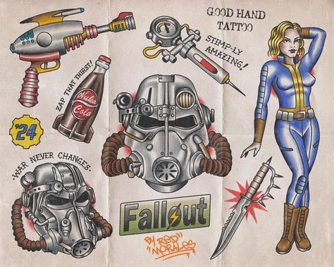 Fallout Tattooables! Anyone else loved the series? All designs available for tattooing DM for bookings and inquiries . . . . . . . . . . #tattoo #tattoos #tattoodesign #tattooideas #tattooartist #tattooart #tattoolife #tattooed #tattooshop #tradworkers #traditionaltattoo #americantraditional #oldlines #oldworkers #oldschooltattoo #topclasstattooing #art #artist #artwork #artistoninstagram #manilatattoo #manilatattooartist #fallouttattoo #fallout Traditional Tattoos Patchwork, Jacob Tattoo, Tattoos Patchwork, Souls Tattoo, Fallout Tattoo, Dark Souls Tattoo, Patchwork Tattoos, Soul Tattoo, Traditional Tattoo Designs