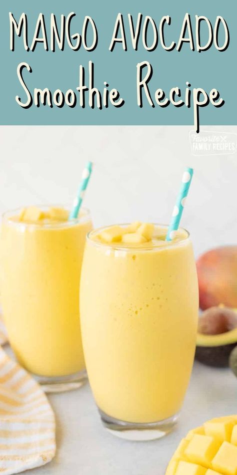 There is creamy deliciousness in every sip of this Mango Avocado Smoothie recipe. The flavor of the mango is the dominating taste with a hint of avocado. The avocado makes the drink so smooth and creamy. I couldn’t get enough. It has become a new favorite drink around our house. Mango And Avocado Smoothie, Fresh Mango Smoothie, Green Mango Smoothie, Avocado Smoothie Recipe Healthy, Smoothies With Avocado, Avacodo Smoothie, Avocado Smoothie Recipes, Smoothie With Avocado, Avocado Drink