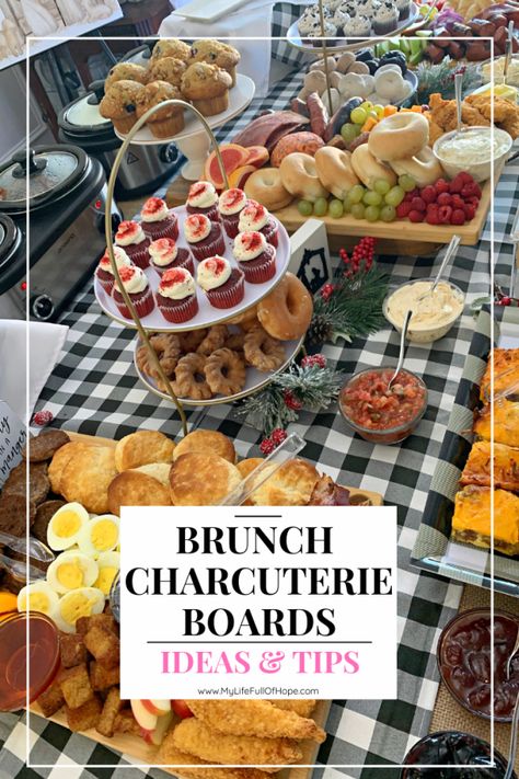 Charcuterie Boards Brunch Ideas For Any Occasion | Christmas Morning Simple Brunch Appetizers, Simple Brunch Charcuterie Board, Large Breakfast Charcuterie Board, Brunch Donut Display, Brunch Chucuttery Board Ideas, Brunch For Large Crowd, Hand Held Brunch Ideas, Charcuterie Board Ideas Bridal Party, Brunch Ideas Easy Party