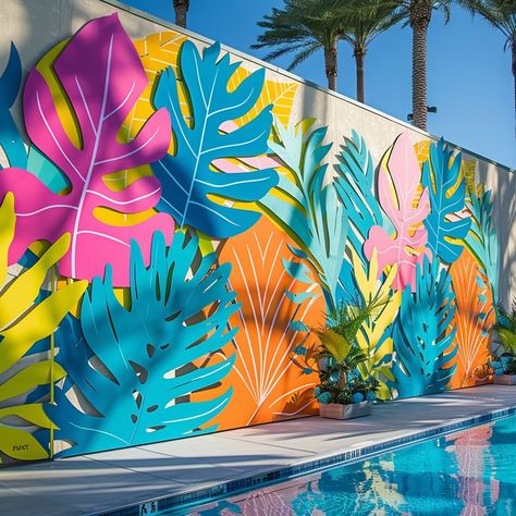 Summer Backdrop Ideas, Bedroom Wall Drawing Ideas, Bedroom Wall Drawing, Bedroom Wall Drawing Ideas Creativity, Wall Drawing Ideas Creativity, Festival Backdrop, Wall Drawing Ideas, Summer Backdrop, Tropical Interior Design