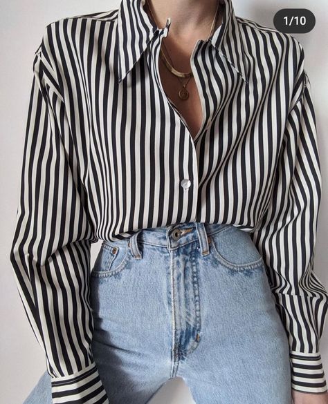 Black Striped Button Up Shirt Outfit, Casual Outfit Inspiration, Work Wardrobe, Business Casual Outfits, Looks Style, Minimal Fashion, Outfits Casuales, Shirt Outfit, Classy Outfits