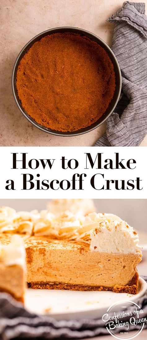 Biscoff Cookie Pie Crust, Sugar Cookie Pie Crust Recipe, Biscoff Crust Recipe, Biscoff Pie Crust, Flavored Pie Crust, Cookie Pie Crust Recipe, Biscoff Pie, Butter Cookie Crust, Cheesecake Crust Recipe