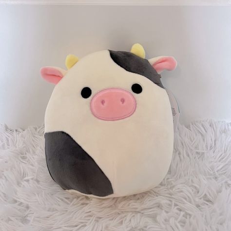 Rare Black And White Connor The Cow Squishmallow - 7.5” - New Never Cuddled Cow Print Stuff, Squish Mallow, Cow Squishmallow, Cow Stuff, Easter Plush, Cow Decor, Baby Cow, Baby Cows