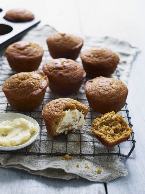 TESTED & PERFECTED RECIPE - These muffins, made with canned pumpkin purée, are lower in fat than regular cornbread muffins, yet they’re equally delicious. Pumpkin Cornbread Muffins, Pumpkin Cornbread, Baked Pastries, Breakfast Scones, Jiffy Mix, Best Thanksgiving Side Dishes, Pumpkin Treats, Once Upon A Chef, Eat Cupcakes