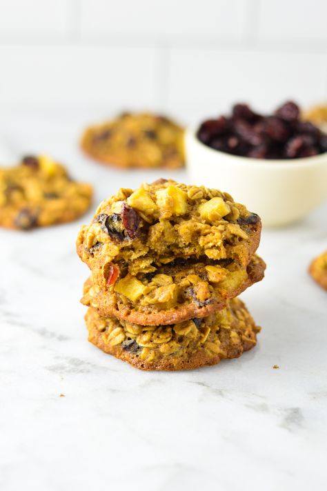 Apple Cranberry Oatmeal Cookies | A Taste of Madness Apple Cranberry Oatmeal, Cranberry Oatmeal Cookies, Cranberry Oatmeal, Oatmeal Cranberry Cookies, Healthy Oatmeal Cookies, Cinnamon Butter, Healthy Apple, Oatmeal Raisin Cookies, Perfect Lunch