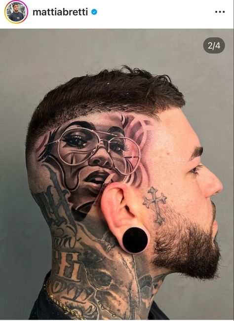 Back Of Head Tattoo, Head Tattoo Men, Head Tattoo Ideas, Ski Mask Tattoo, Colorful Sleeve Tattoos, Inside Of Arm Tattoo, Painless Tattoo, Best Neck Tattoos, Chicanas Tattoo