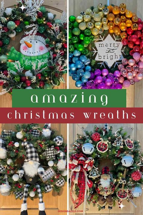 30 of the most amazing Christmas wreaths. I hope you enjoy the many colors, themes, sizes, and overall FABULOUSNESS of the workmanship and creativity of the wreaths. Whimsical Christmas Wreath Diy, Themed Christmas Wreaths, Christmas Wreath Contest Ideas, Christmas Wreath Themes, Christmas Wreath Ideas 2024, Wreath Themes, Christmas Chocolate Bar Wrappers, Fun Christmas Wreaths, Themed Wreaths