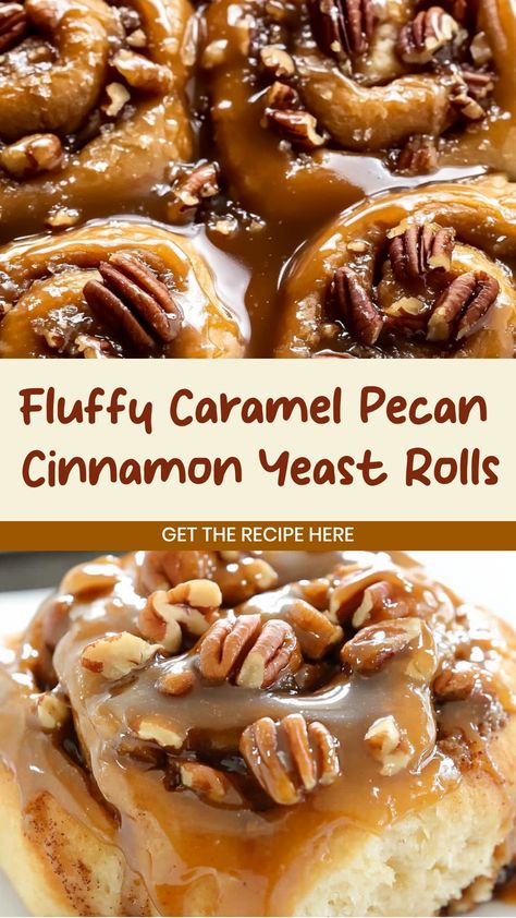 Indulge in the irresistible sweetness of caramel pecan cinnamon yeast rolls! These decadent treats are perfect for breakfast or dessert, with layers of fluffy dough swirled with rich caramel, toasted pecans, and warm cinnamon. Whether enjoyed fresh from the oven or paired with a cup of coffee, these rolls are sure to elevate your day. Treat yourself to homemade goodness and savor the comforting flavors that make these rolls a must-try recipe. Homemade Cinnamon Rolls With Pecans, Easy Caramel Cinnamon Rolls, Cinnamon Pecan Rolls Homemade, Cinnamon Rolls Homemade Pecan, Caramel Pecan Rolls Sticky Buns, Best Gooey Cinnamon Rolls, Sticky Rolls Caramel, Carmel Cinnamon Rolls Sticky Buns Recipe, Cinnamon Rolls Gooey