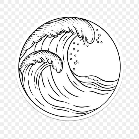 Ocean Wave Drawing, Sketch Prompts, Waves Sketch, Aesthetic Wave, Wave Outline, Sticker Overlay, Wave Clipart, Ocean Drawing, Wave Drawing