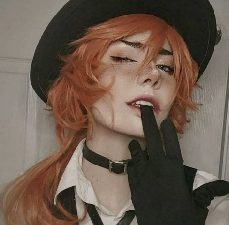 Chuuya Cosplay Makeup, Chuuya Haircut, Chuuya Hair, Bsd Cosplayers, Chuya Cosplay, Chuuya Nakahara Cosplay, Chuuya Cosplay, Bsd Cosplay, Chuuya And Dazai