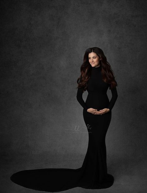 Facebook Pre Maternity, Family Future, Black Maternity Dress, Maternity Photography Studio, Long Sleeve Maternity Dress, Maternity Long Dress, Maternity Black Dress, Studio Maternity, Maternity Photoshoot Poses