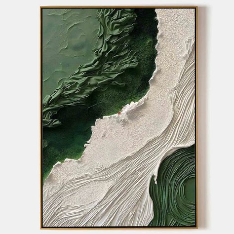 Textured Painting Abstract, Abstract Bedroom Art, Thick Texture Painting, Thick Paint On Canvas, Thick Acrylic Painting, Abstract Green Painting, Abstract Nature Painting, Plaster Art Texture, Abstract Art 3d