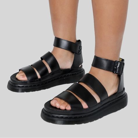 New In Box Platform Leather Strap Ankle Buckle Strappy Dr Martens Clarissa Ii, Voss Sandals, Dr Martens Clarissa, Fisherman Sandals Women, Fluffy Sandals, Faux Fur Sandals, Shoes Dr Martens, Dr Martens Womens, Two Strap Sandals