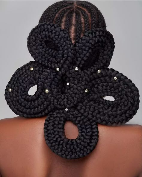 #hair #hairstyles #blackgirlhairstyles #baddie #blackgirl #blackgirlhair #hairinspo #hairinspiration #aesthetic #aesthetics #braids #knotless #feedinbraids #cornrows Offset Hairstyle, Intricate Black Hairstyles, Editorial Natural Hair, Patterned Cornrows, Braids Editorial, Extravagant Hairstyles, Intricate Braided Updo, Futuristic Hairstyles, Afrocentric Hairstyles