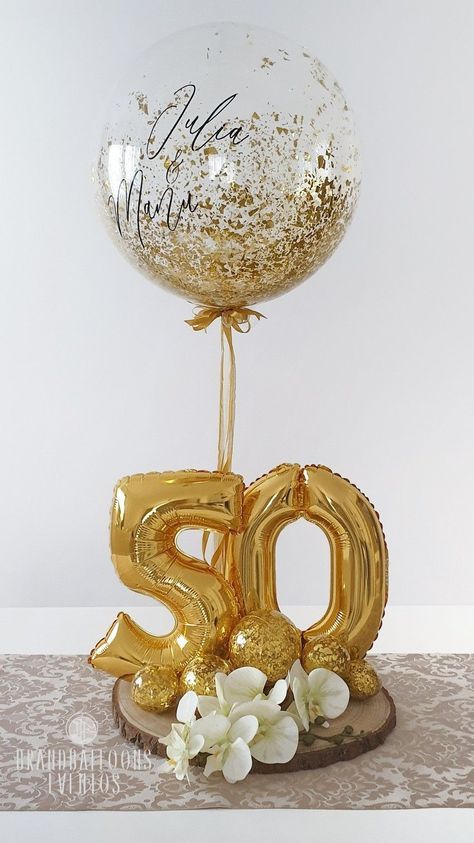 50 Centerpieces 50th Birthday, 50 Bday Decoration Ideas, 50 Anniversary Ideas Decoration Table, 50th Anniversary Balloon Ideas, Golden Anniversary Ideas, 50th Birthday Centerpiece For Women, Diy Anniversary Decorations, Restaurant Birthday Decorations Table, 50 Aniversario De Bodas Ideas