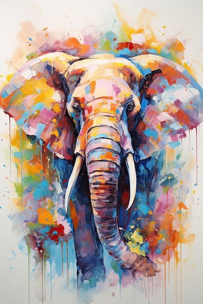 Painting Of Elephant, Side Wrist Tattoo, Arte Ganesha, Kids Animal Art, Animal Paintings Acrylic, Elephant Artwork, Horse Oil Painting, Elephant Poster, Pop Art Animals