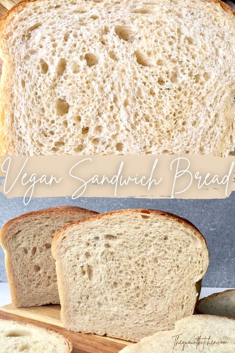 Vegan Stand Mixer Recipes, Vegan Sandwich Bread Recipe, Easy Vegan Sandwich, Vegan Sandwich Bread, Sandwhich Bread, Quaint Kitchen, White Sandwich Bread, Sandwich Bread Recipe, Vegan Bread Recipe