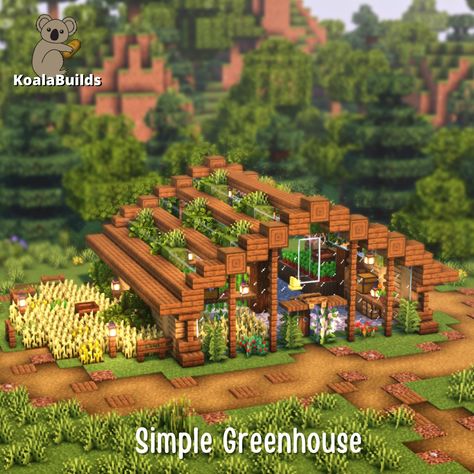 Tap to watch this simple greenhouse tutorial! Minecraft Greenhouse, Simple Greenhouse, Minecraft Garden, Minecraft House Plans, Bangunan Minecraft, Minecraft Farm, Minecraft Cottage, Easy Minecraft Houses, Minecraft House Tutorials