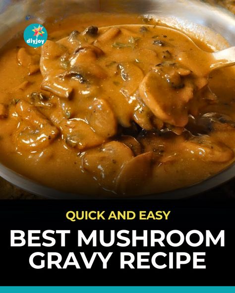 You only need basic ingredients to make this thick, flavorful, and comforting mushroom gravy! Get the full recipe here. Homemade Mushroom Gravy, Mushroom Gravy Recipe Easy, Best Mushroom Gravy, Basic Gravy Recipe, Gravy Mushroom, Easy Gravy Recipe, Mushroom Gravy Recipe, Mushroom Sauce Recipe, Gravy Ingredients