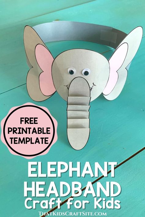 Elephant Craft: Elephant Headband - That Kids' Craft Site Elephant Preschool Craft, Preschool Elephant Crafts, Elephant Headband Craft, Printable Headband, Elephant Headband, Headband Template, Craft Elephant, Elephants For Kids, Elephant Craft