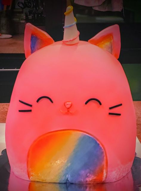 Unicorn Squishmallow Cake, Diy Squishmallow Cake, Squshimallow Birthday Party, Squishmallows Cakes, Squishmallows Cake, Squishmallow Birthday Party Ideas, Caticorn Cake, Squishmallow Cake, Squishmallow Birthday Party