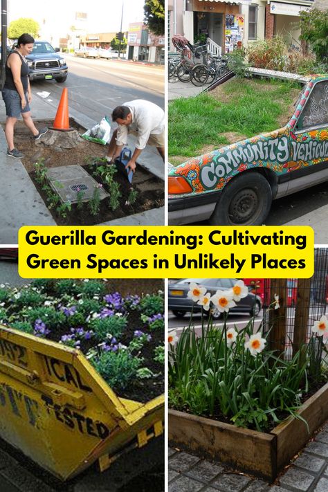 Guerilla Gardening: Cultivating Green Spaces in Unlikely Places Guerilla Gardening Ideas, Guerilla Gardening, Community Gardens, Guerrilla Gardening, Nature Projects, Riding Lawn Mowers, Healthy Garden, Garden Help, Gardening Gloves