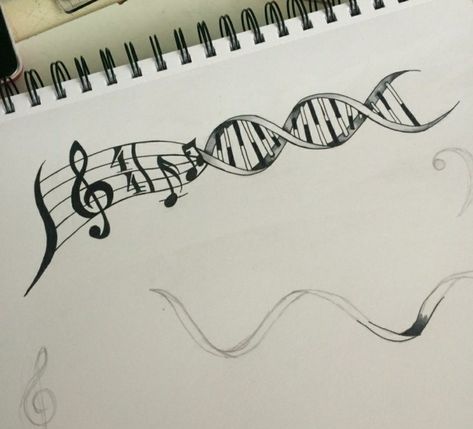 Dna Tattoo Ideas, Physics Tattoos, Gap Filler Tattoo, Science Tattoos, Dna Tattoo, Music Notes Tattoo, Music Note Tattoo, Music Tattoo Designs, Note Tattoo