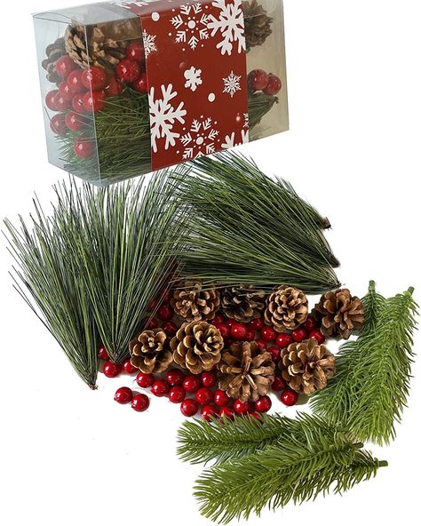 Amazon.com: 80 Pieces Christmas Vase Filler Filler Floating Pearls Pine Cones for Decorating Artificial Red Berries Balls Faux Pine Needles Branches Tree Decoration Decorative Bowl Fillers for Centerpieces : Home & Kitchen Christmas Vase Filler, Decorative Bowl Filler, Christmas Vases, Pine Leaf, Clear Vases, Pinecone Ornaments, Pine Garland, Pine Cone Decorations, Pine Wreath