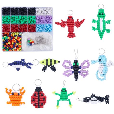 PRICES MAY VARY. [BEAD ANIMALS KEYCHAIN KIT]: The pony pets bead kit is themed in animals. You can use the pony beads kit to make lizard keychain, dolphin keychain, ladybug keychain, crab keychain, butterfly keychain etc. Endless combinations pet beads kit will keep you entertained for hours at a time. [1 BOX 600+PCS BEADS KIT]: All the 8mm pony beads are packed in compartment plastic box, easy to select. There are 130pcs red beads, 130pcs black beads, 130pcs green beads, 35pcs yellow beads, 45p Pony Bead Pets, Pony Bead Crafts Keychains, Lighthouse Activities, Pony Beads Patterns, Beaded Animals Patterns, Pony Bead Keychain Patterns, Pony Bead Animals Patterns, Bead Animals Patterns Easy, Bead Animals Patterns