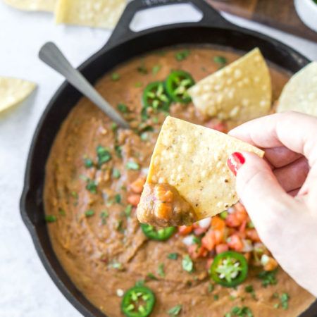 Dairy Free Dip Recipes, Bean Dip Recipes Refried, Warm Bean Dip, Simply Whisked, Refried Bean Dip, Make Refried Beans, Bean Dip Recipe, Dairy Free Dips, Vegan Apps