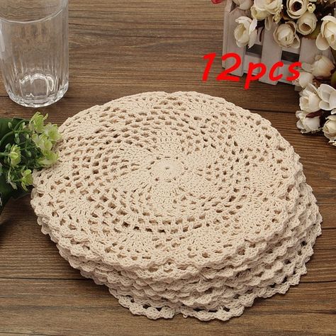 Crochet Doily Rug, Doily Rug, Crochet Lace Doily, Flower Coasters, Crochet Placemats, Placemats Patterns, Paper Doilies, Floral Pattern Design, Crocheted Lace