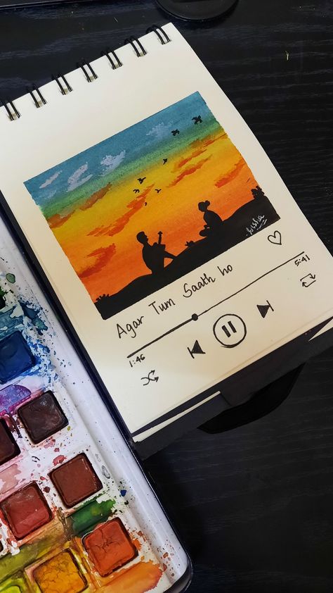 Song Painting Ideas On Canvas, Spotify Doodle Art, Painting About Music, Song Polaroid Painting, Spotify Painting Ideas, Aesthetic Song Drawing, Spotify Song Drawing, Song Painting Ideas, Cute Polaroid Paintings