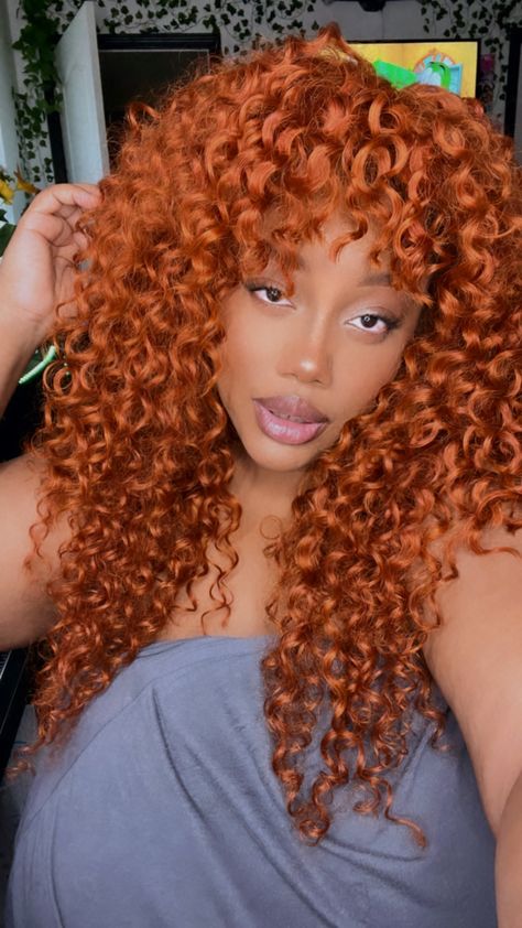 Ginger / Copper Curly Weave Made into a wig . Ginger Crochet Hairstyles, Ginger Weave, Weave With Bangs, Curly Ginger, Quick Weave Styles, Colored Bobs, Curly Weave, Weave Styles, Beautiful Curls