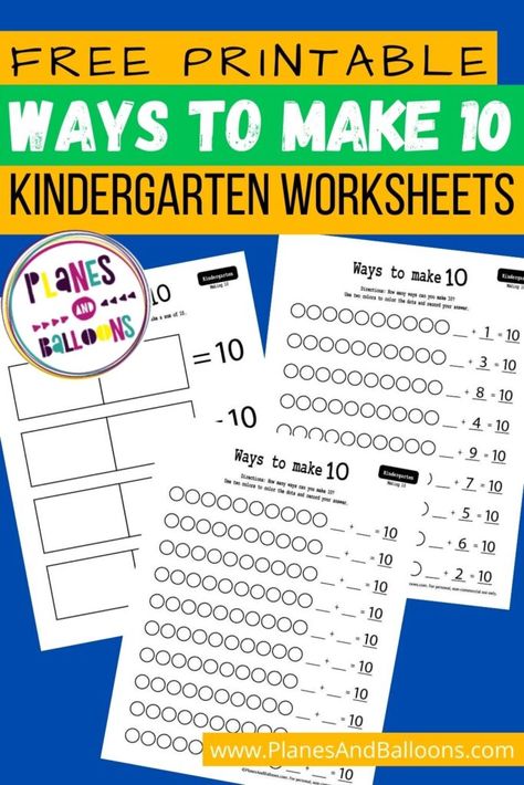 Ways To Make 10 Kindergarten, Make 10 To Add First Grade Worksheets, Making 10 To Add First Grade, Ten Frame Addition Worksheet, Ten Frames Printable Free First Grade, Ten Frame Kindergarten, Ways To Make 10, Free Math Centers, Make Ten