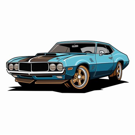 Dodge Charger Art, Mustang Gtr, 60s Muscle Cars, Vw Art, Butterfly Art Painting, Cool Car Drawings, Car Vector, Vw Cars, Car Cartoon