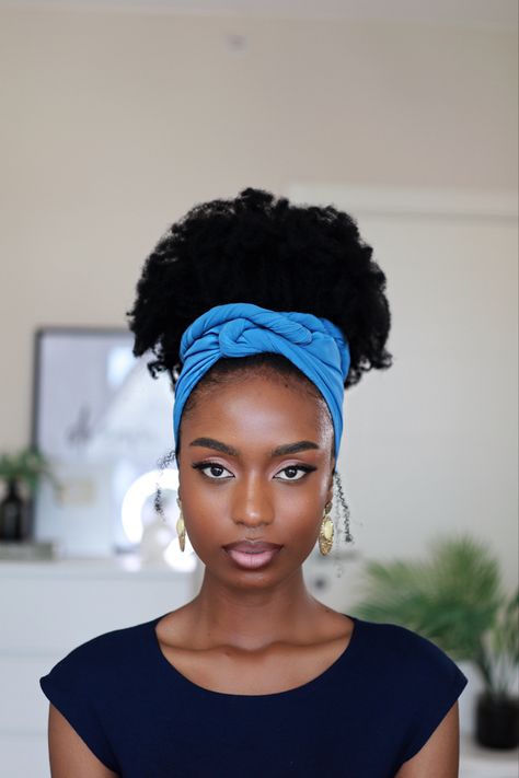 Black women, headscarf, 4c hair, scarves, natural hair, 4c hairstyle, turban High Puff Natural Hair, Puff Natural Hair, Hairstyles 4c, High Puff, Head Wrap Styles, 4c Natural, 4c Natural Hair, 4c Hair, Black Hair Care