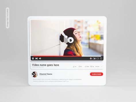 PSD youtube plyer 3d rendering mockup | Premium Psd #Freepik #psd #video-template #video-thumbnail #youtube-channel #thumbnail-template Youtube Thumbnail Size, 3d Crafts, Youtube Video Thumbnail, Craft Eyes, Video Mockup, 3d Craft, Thumbnail Design, Youtube Thumbnail, Mockups Design