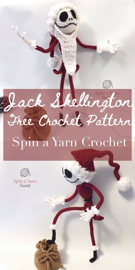 Free Crochet Pattern from Spin a Yarn Crochet Crochet Pour Halloween, Confection Au Crochet, Crochet Disney, Crochet Xmas, Halloween Crochet Patterns, Crochet Christmas Decorations, Crochet Amigurumi Free Patterns, Crochet Amigurumi Free, Holiday Crochet