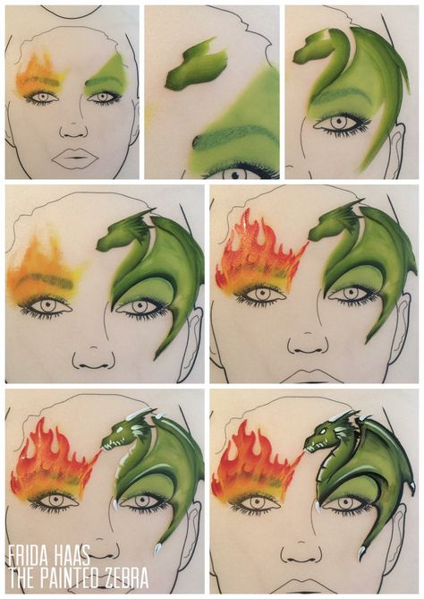 Dragon flames eyes mask Simple Dragon Face Paint, Face Painting Techniques, Dragon Face Paint Easy, Dragon Eye Makeup, Dragon Face Paint, Face Paint Easy, Dragon Face Painting, Mime Face Paint, Animal Face Paintings