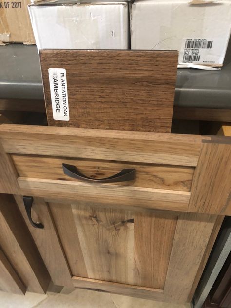 Kitchen Cabinets Hickory, Rustic Oak Kitchen Cabinets, Stained Hickory Cabinets, Ideas For Kitchen Cabinets, Dark Oak Cabinets, Hickory Kitchen Cabinets, Hickory Kitchen, Driftwood Stain, Hickory Cabinets