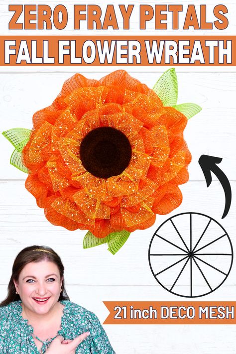 How to make ZERO FRAY Deco Mesh FLOWER WREATH for Fall Autumn Dollar Tree Bike Wheel Wreath Diy, Bicycle Wreath Ideas, Dollar Tree Bicycle Wheel Wreath Diy, Dollar Tree Wheel Wreath Ideas, Dollar Tree Bicycle Wheel Wreath, Wreath Petals, Deco Mesh Flower Wreath, Bicycle Wheel Decor, Wagon Wheel Wreath