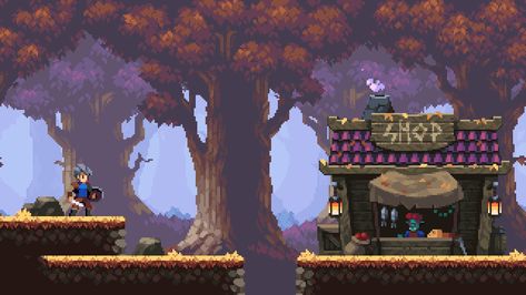 Brullov is creating Pixel Art | Patreon Pixel Art 2d Platformer, Pixel Art Town, Pixel Art Platformer, Platformer Tileset, Pixel Art Map, Pixel Art Environment, Walking Forest, 2d Pixel Art, Side Scroller