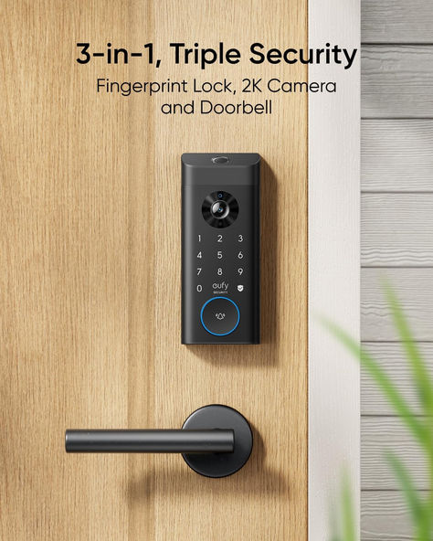 Triple-Layered Home Protection: Experience enhanced security with a device that combines a rapid fingerprint sensor, a crystal-clear 2K HD camera, and a video doorbell, ensuring you're well-guarded day and night. Power That Lasts: Say goodbye to constant battery swaps with a robust 10,000 mAh rechargeable battery, designed to keep your Video Smart Lock security system running smoothly for longer periods. Camera Doorbell, Keyless Entry Door Locks, Entry Door Locks, Fingerprint Lock, Doorbell Camera, Entrance Door Design, Home Protection, Smart Lock, Entry Door